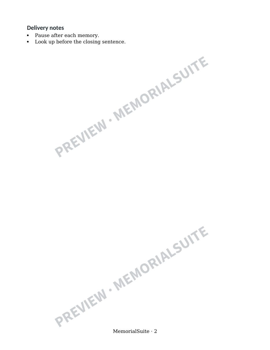 Watermarked fictional Eulogy and delivery notes page 2